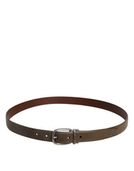 Dolce & Gabbana Brown Leather Classic Metal Logo Buckle Belt