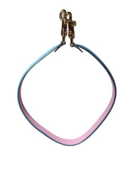 Dolce & Gabbana Pink Blue Leather Handle Bag Shoulder Strap
