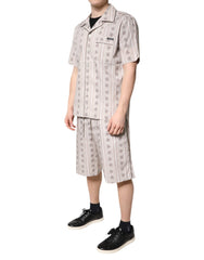 Dolce & Gabbana Beige Floral Print Cotton Men Pajama Set Sleepwear