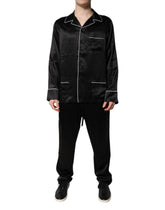 Dolce & Gabbana Black Silk Shirt Pants Pajama Set Sleepwear