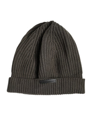 Dolce & Gabbana Green Wool DG Plaque Knitted Winter Beanie Hat