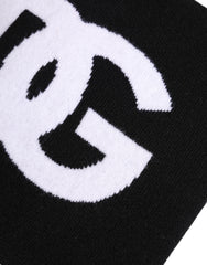 Dolce & Gabbana Black White Logo Print Knitted Neck Warmer Scarf