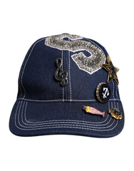 Dolce & Gabbana Blue Crystal Embellishment Baseball Cap