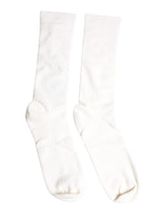 Dolce & Gabbana White Cotton Solid Mid Calf Men Socks