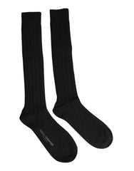 Dolce & Gabbana Black DG Logo Print Over The Calf Socks