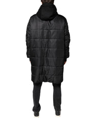 Dolce & Gabbana Black Hooded Parka Winter Men Coat Jacket