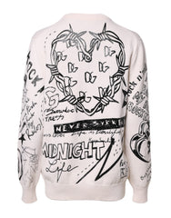Dolce & Gabbana White Black Logo Print Women Pullover Sweater