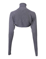 Dolce & Gabbana Gray Wool Knit Turtleneck Cropped Top Sweater