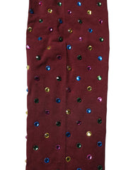 Dolce & Gabbana Maroon Nylon Crystal Embellished Pantyhose Tights