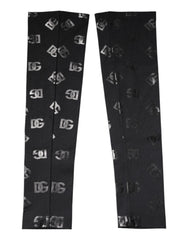 Dolce & Gabbana Black DG Logo Monogram Wool Stretch Arm Sleeves
