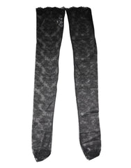 Dolce & Gabbana Black Floral Lace Cotton Stretch Stockings Socks