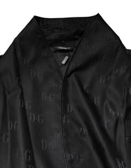 Dolce & Gabbana Black Silk DG Logo Men Wrap Robe Coat Jacket