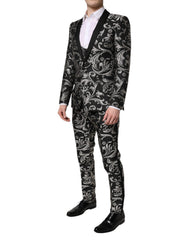 Dolce & Gabbana Dark Gray MARTINI Jacquard Men 3 Piece Suit