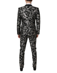 Dolce & Gabbana Dark Gray MARTINI Jacquard Men 3 Piece Suit