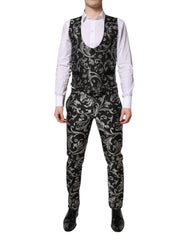 Dolce & Gabbana Dark Gray MARTINI Jacquard Men 3 Piece Suit