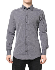 Dolce & Gabbana Black White Striped GOLD Formal Dress Shirt