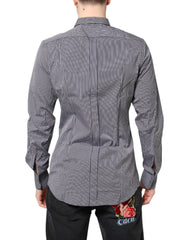 Dolce & Gabbana Black White Striped GOLD Formal Dress Shirt