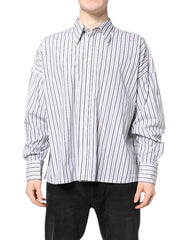 Dolce & Gabbana White Black Stripe Button Down Casual Shirt