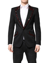 Dolce & Gabbana Black SICILIA CrystalEmbellished Coat Blazer