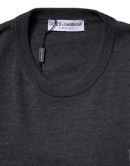 Dolce & Gabbana Gray Wool Logo Knitted Men Pullover Sweater