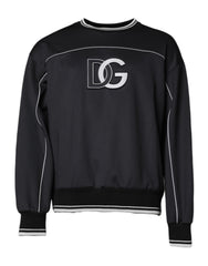 Dolce & Gabbana Black Logo Polyester Crew Neck Men Pullover Sweater