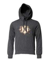 Dolce & Gabbana Gray Logo Patch Hooded Sweatshirt Sweater