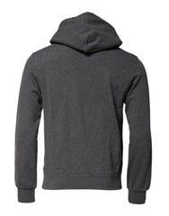 Dolce & Gabbana Gray Logo Patch Hooded Sweatshirt Sweater