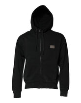 Dolce & Gabbana Black Logo Full Zip Hooded Men Sweatshirt Sweater