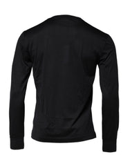 Dolce & Gabbana Dark Blue Silk Crew Neck Men Pullover Sweater