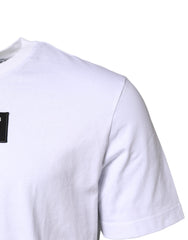 Dolce & Gabbana White Cotton Logo Patch Crew Neck T-shirt