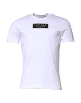 Dolce & Gabbana White Cotton Logo Patch Crew Neck T-shirt