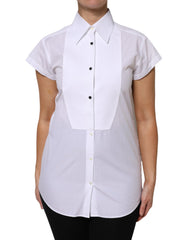 Dolce & Gabbana White Cotton Short Sleeves Collared Polo Top