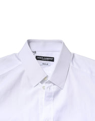 Dolce & Gabbana White GOLD Crown Cotton Dress Formal Shirt