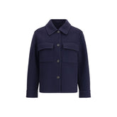 Brunello Cucinelli Blue Fleece Wool Coat