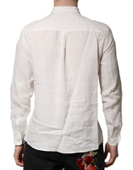 Dolce & Gabbana White DG Crown Embellish Dress Formal Shirt