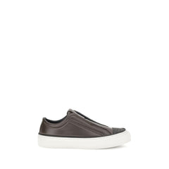 Brunello Cucinelli Black Calf Leather Bos Taurus Low Top Sneakers