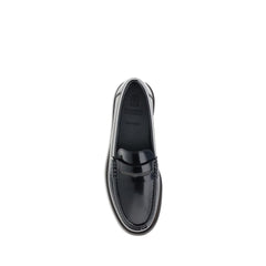Brunello Cucinelli Black Calf Leather Bos Taurus Slip-On Loafers