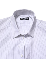 Dolce & Gabbana White Stripes Cotton Long Sleeve Formal Shirt
