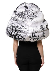 Dolce & Gabbana White Polyester Printed Hood Quilted Hat