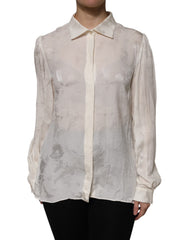 Dolce & Gabbana White Button Down Long Sleeves Blouse Top