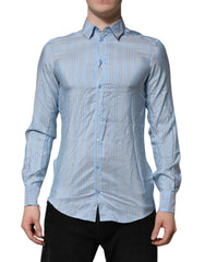 Dolce & Gabbana Blue Striped MARTINI Long Sleeves Dress Shirt