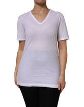 Dolce & Gabbana White Cotton Short Sleeves V-Neck Top T-shirt