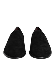 Dolce & Gabbana Black Suede Slip On Loafers Formal Shoes