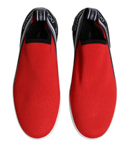 Dolce & Gabbana Red Logo Low Top Slip On Men Sneakers Shoes