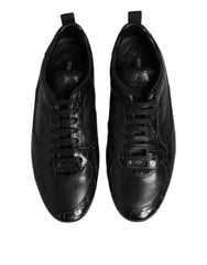 Dolce & Gabbana Black Exotic Leather Low Top Sneakers Shoes