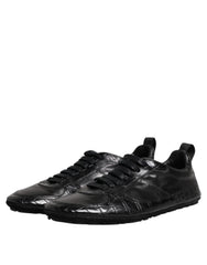 Dolce & Gabbana Black Exotic Leather Low Top Sneakers Shoes