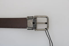 Dolce & Gabbana Blue Perforated Leather Gray Buckle Belt