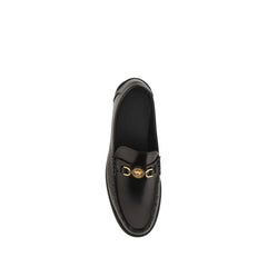 Versace Black Calf Leather Bos Taurus Slip-On Loafers