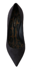 Dolce & Gabbana Gray Suede Leather Stiletto Shoes Heels