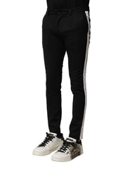 Dolce & Gabbana Black Wool Men Skinny Mid Waist Pants
